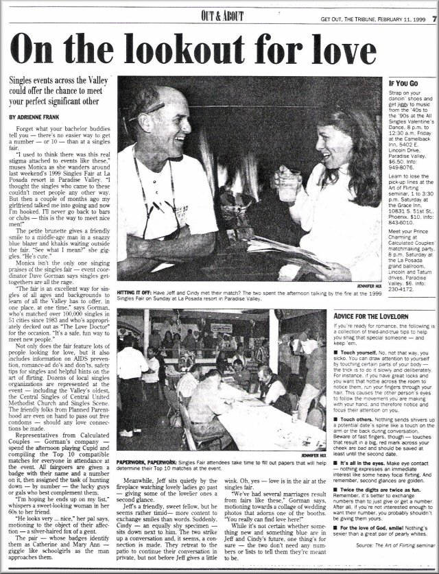 The Tribune mentions a Calculated Couples event.